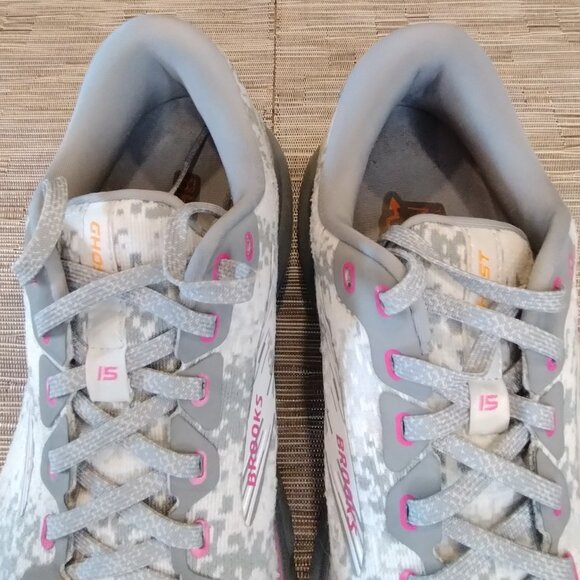 Brooks Ghost 15 Womens Running Shoes White/Oyster/Oriole Size 10.5 - Picture 7 of 15